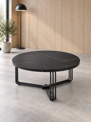 Stolik kawowy PANIS ø80 cm - czarny / metal