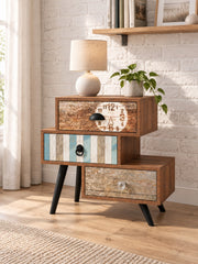 Stolik nocny BRITE 59 cm KM1 - wielokolorowy / metal