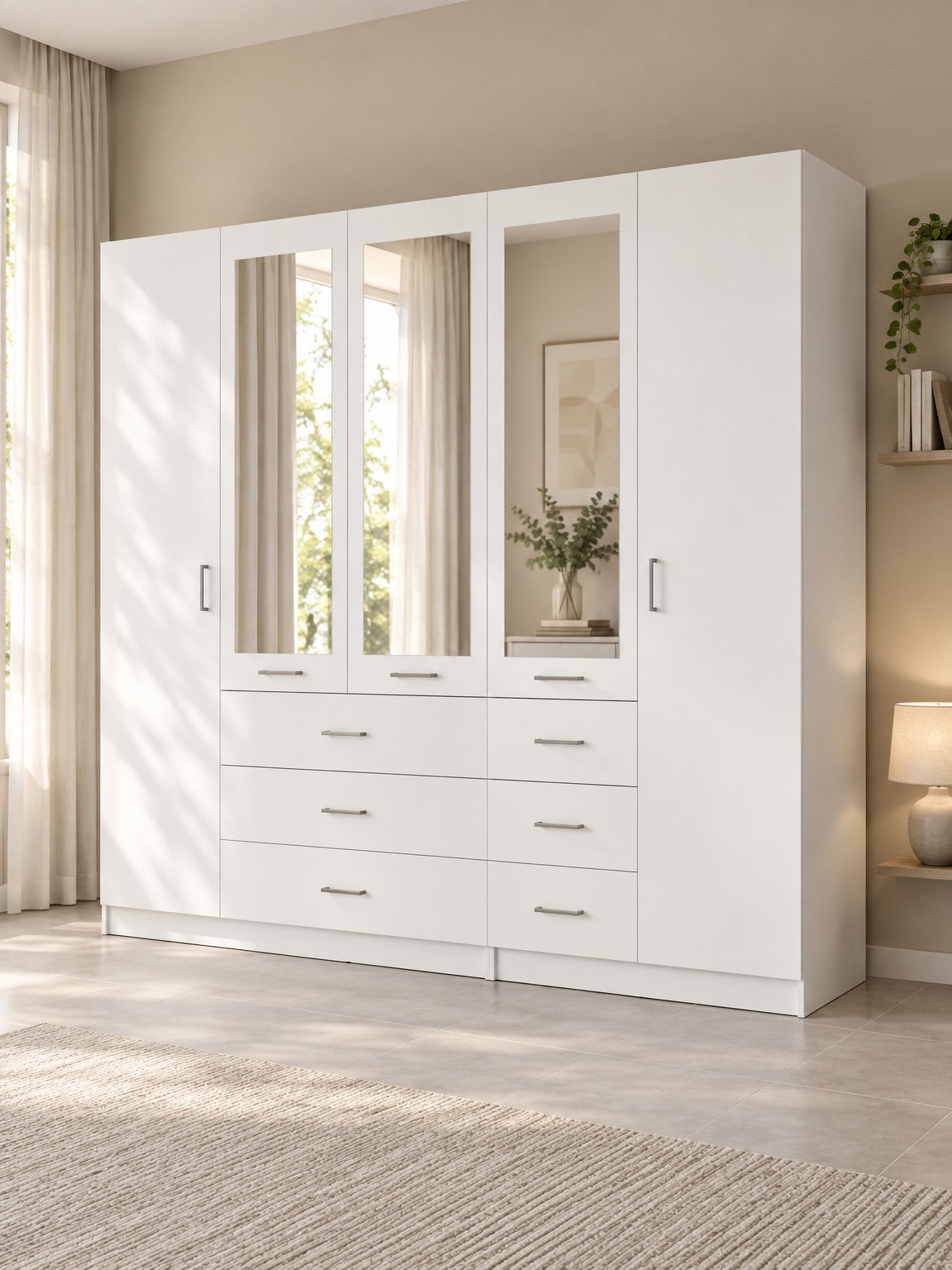 Szafa INDUS 250 cm z szufladami - biały