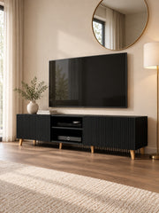 Szafka RTV ATENA 200 cm 4-drzwiowa - czarny / tworzywo