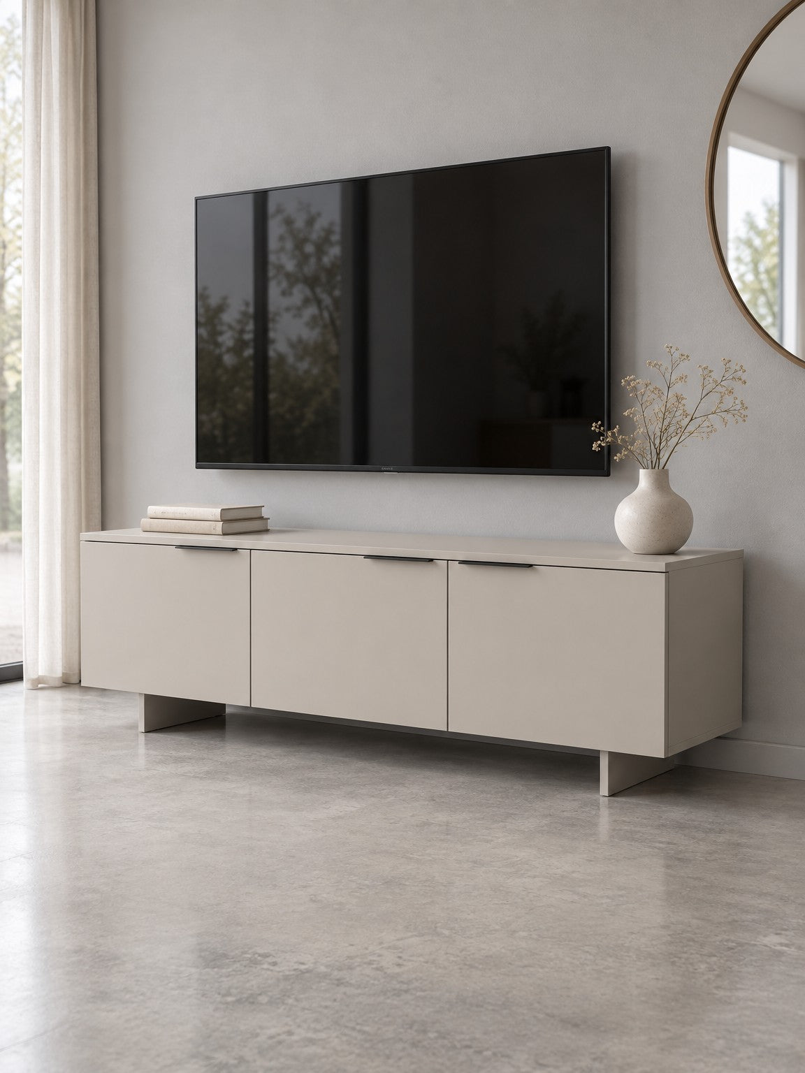 Szafka RTV ELWA 150 cm 3-drzwiowa - beżowy