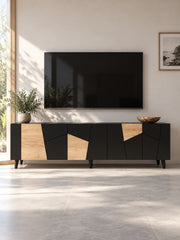 Szafka RTV FENA 200 cm - czarny / dąb craft / tworzywo