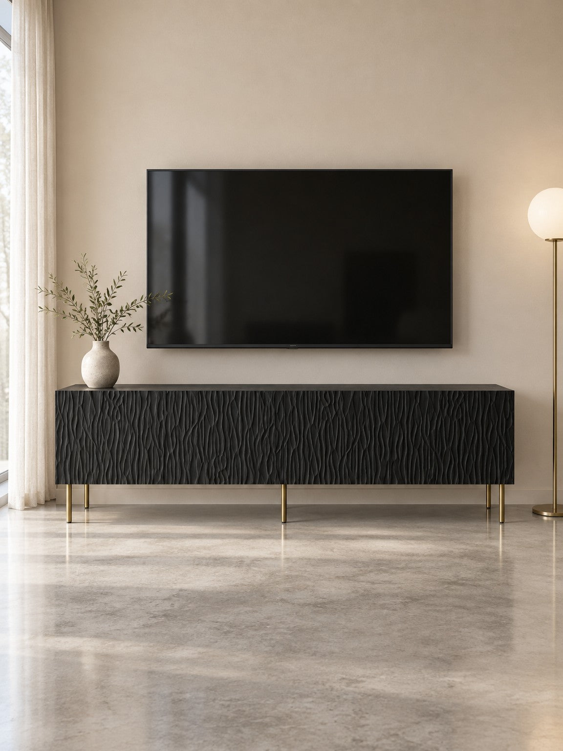 Szafka RTV JIMA 190 cm - czarny / metal
