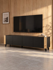 Szafka RTV JOLI 200 cm - czarny / dąb craft / tworzywo