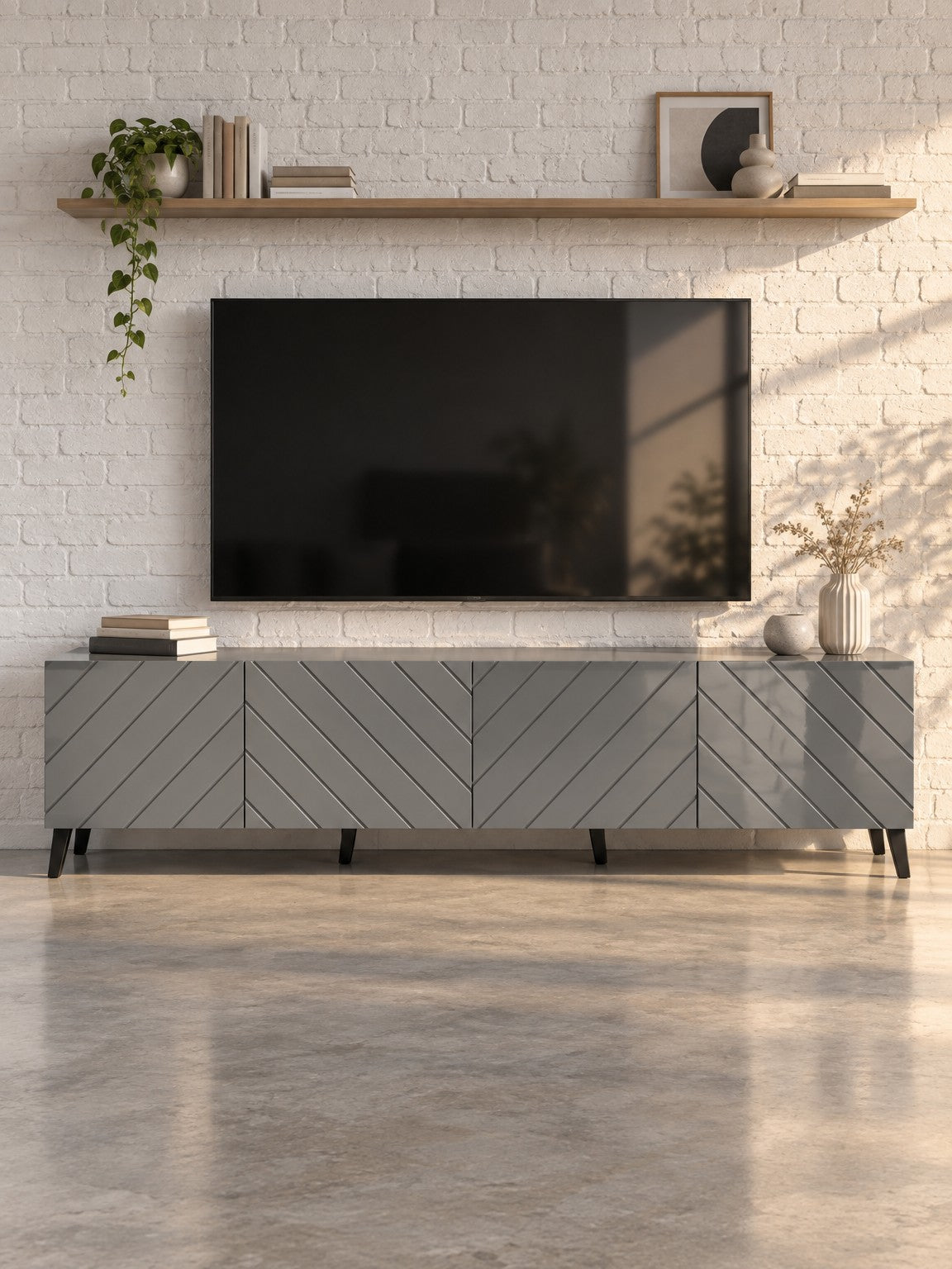Szafka RTV PIRA 200 cm - szary