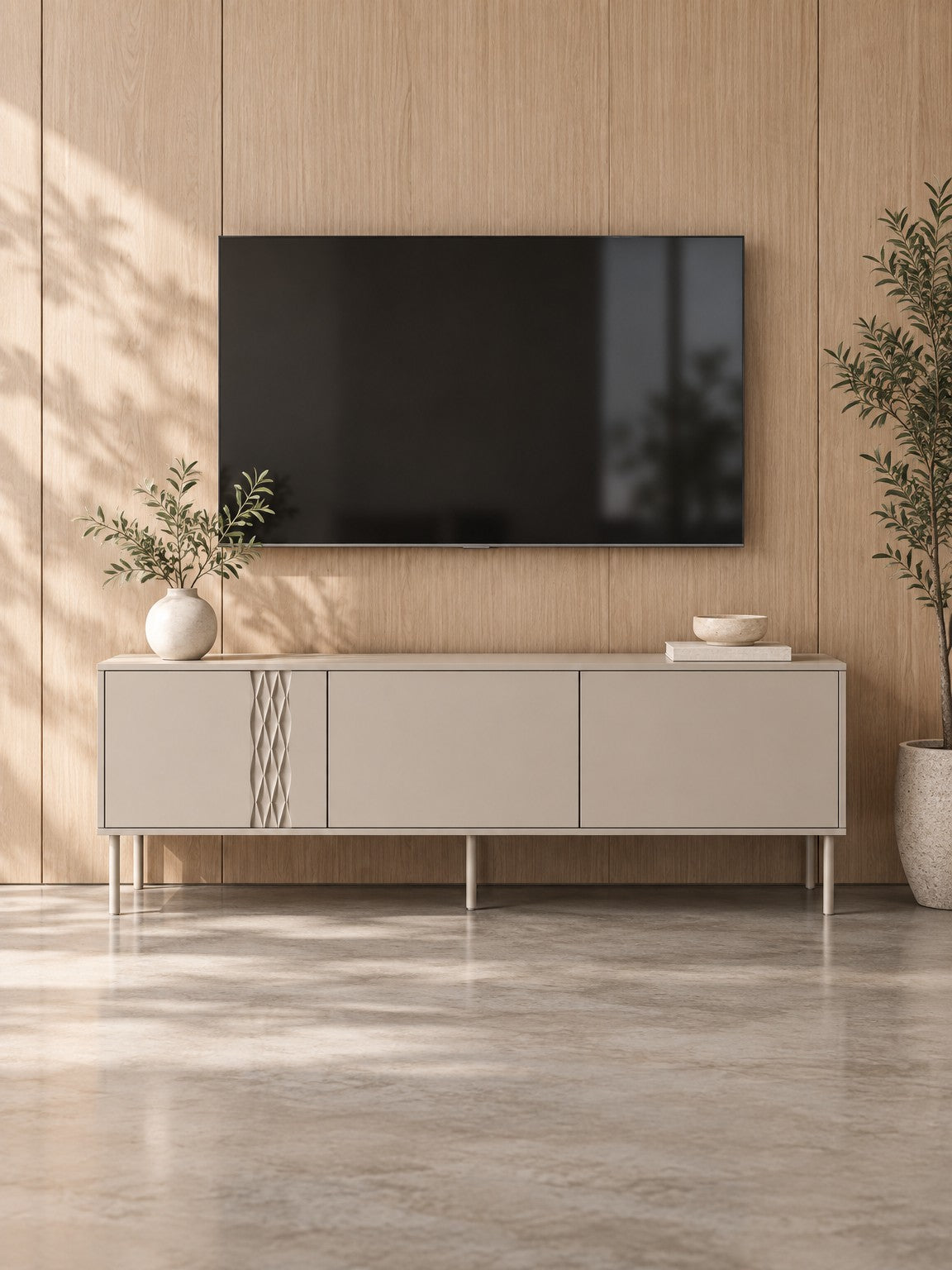 Szafka RTV UTRA 150 cm 3-drzwiowa - beżowy
