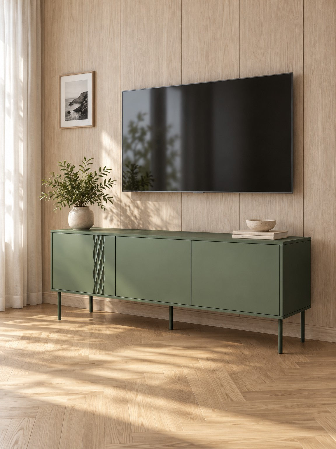 Szafka RTV UTRA 150 cm 3-drzwiowa - zielony