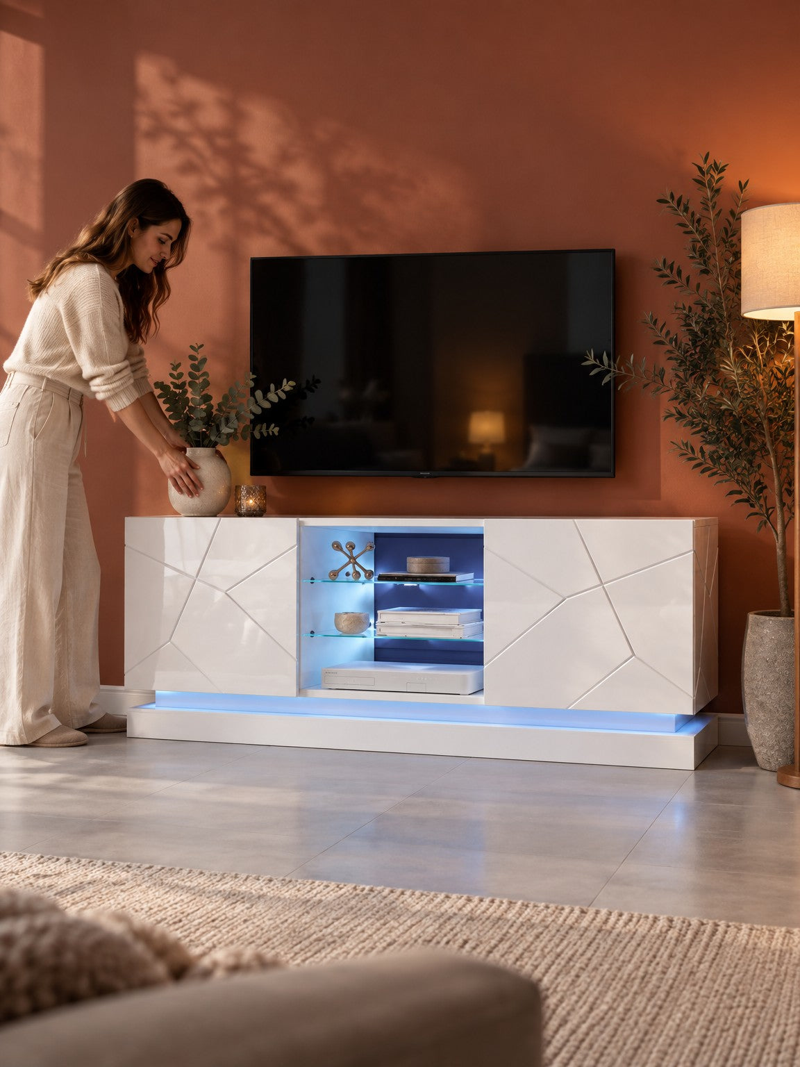 Szafka RTV ZORA 160 cm - biały - aranżacja