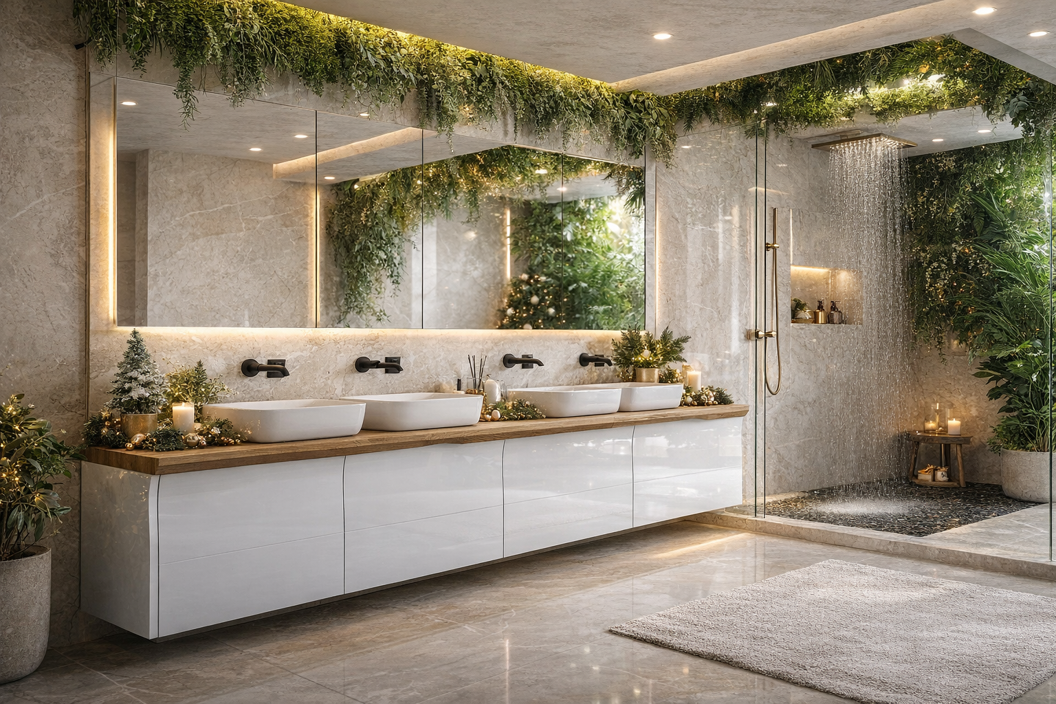 Szafka podwieszana pod umywalkę 95 cm, blat dębowy, biały połysk