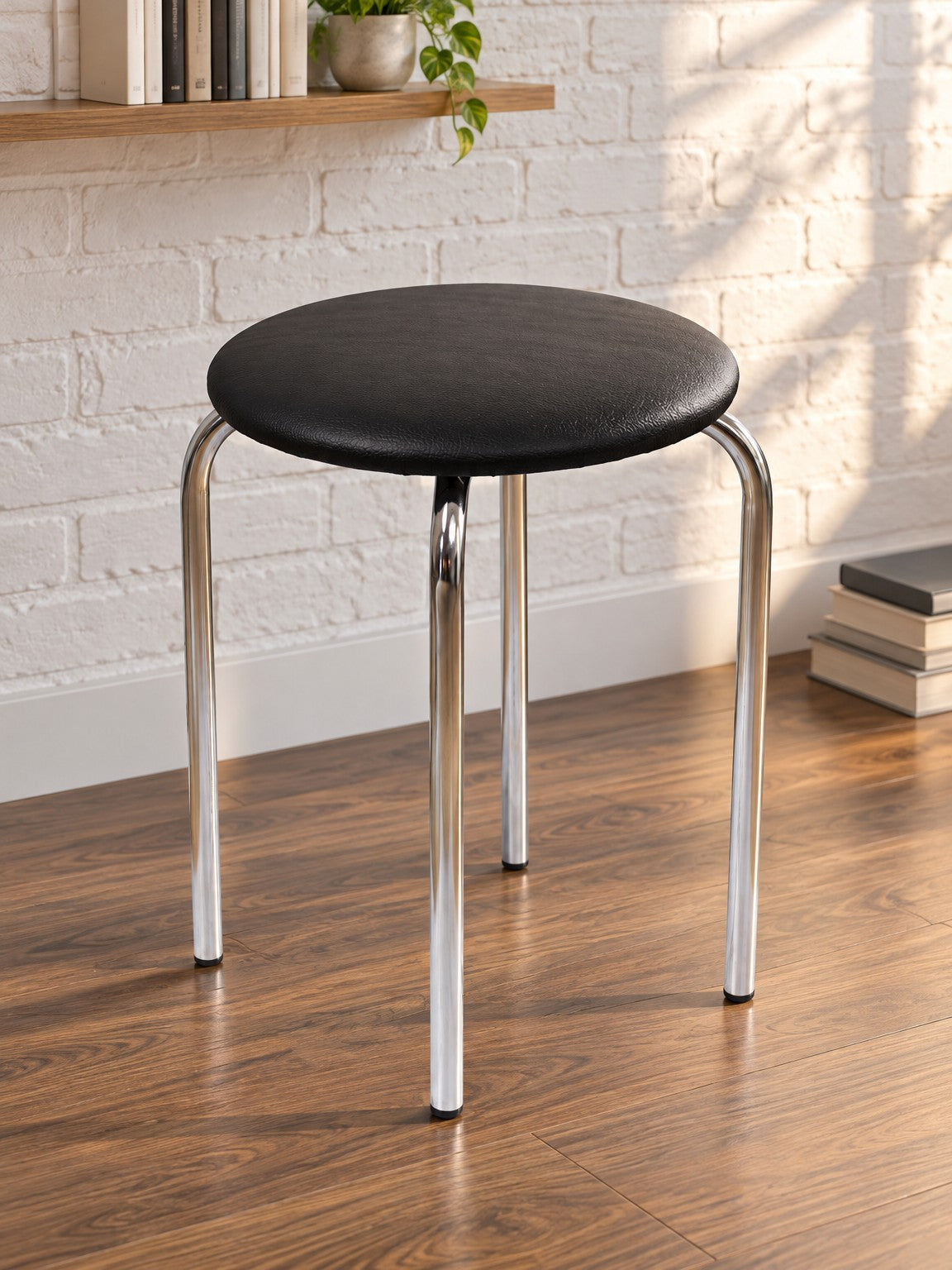 Taboret NAMINA - czarny / srebrny / metal