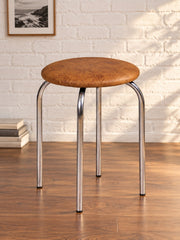 Taboret NAMINA - orzech / srebrny / metal