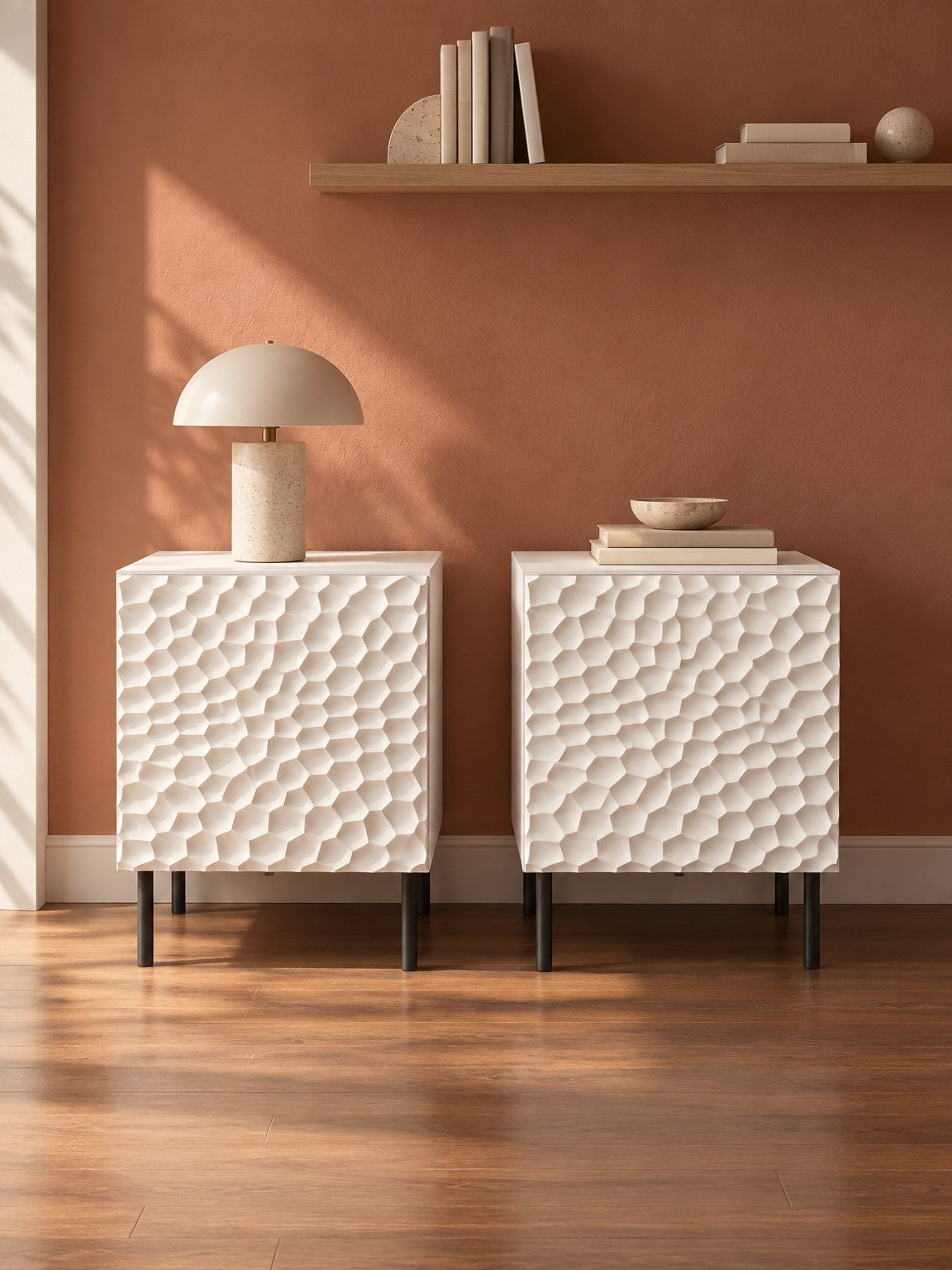 Zestaw 2 stolików nocnych BERIA 44 cm - biały / tworzywo