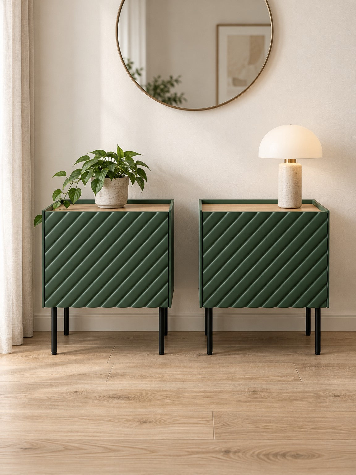Zestaw 2 stolików nocnych FINA 50 cm - ciemnozielony