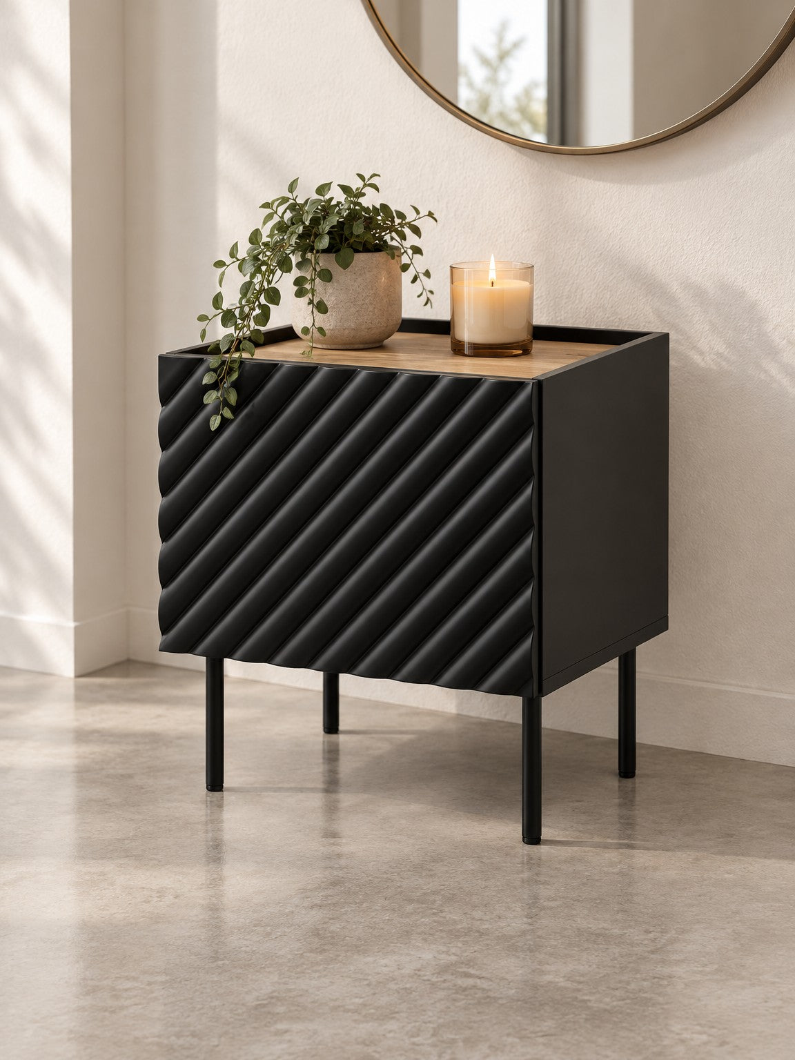 Zestaw 2 stolików nocnych FINA 50 cm - czarny / brązowy