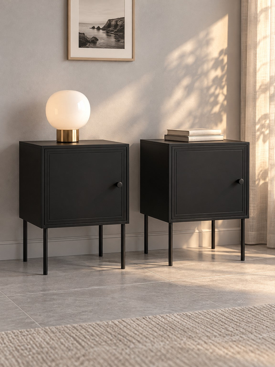 Zestaw 2 stolików nocnych MURI 45 cm - czarny